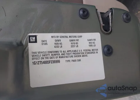 2005 Chevrolet Malibu Ls из США, поврежденный, VIN 1G1ZT54885F236999